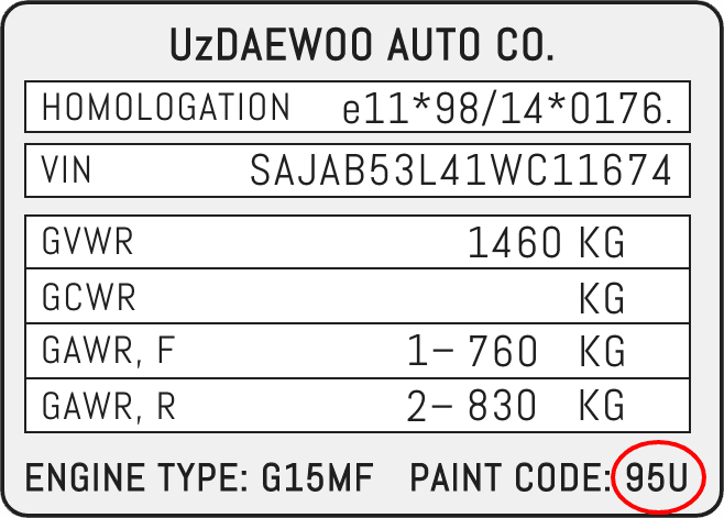 Daewoo Color Location