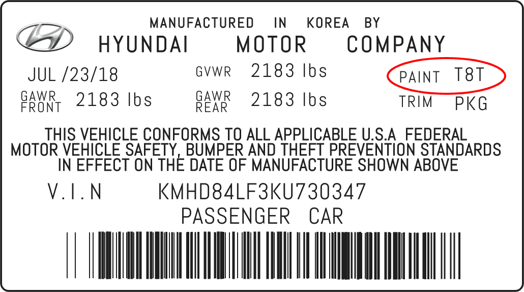 Hyundai Color Location