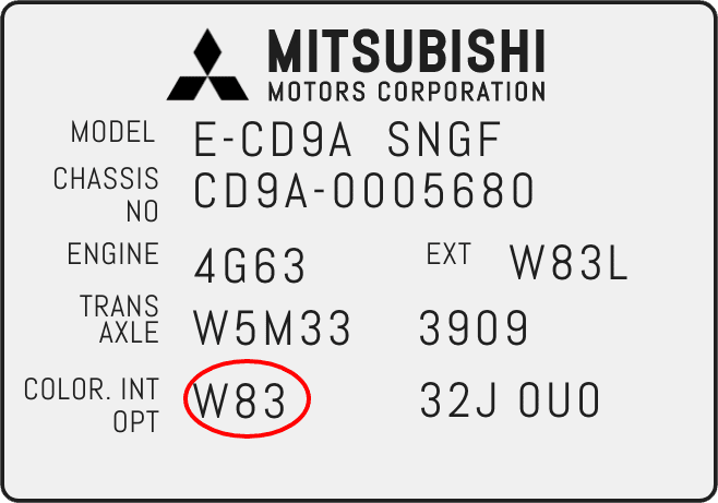 Mitsubishi Color Location